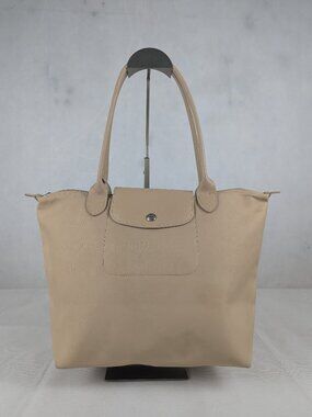 Longchamp Le Pliage Tote Bag Beige Nylon Leather - Used - Classic Style